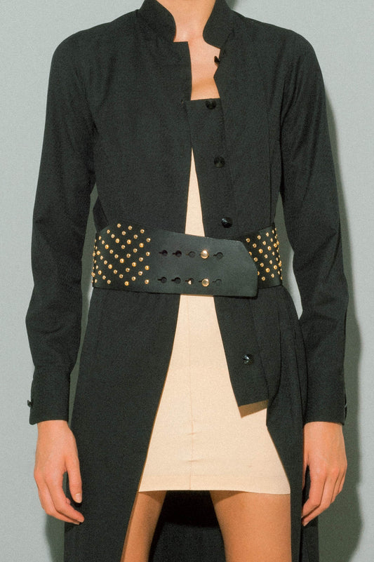 Asymmetrical leather belt
