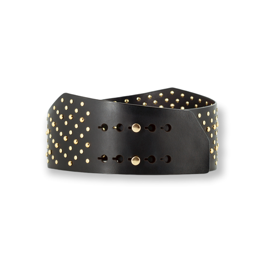 Asymmetrical leather belt