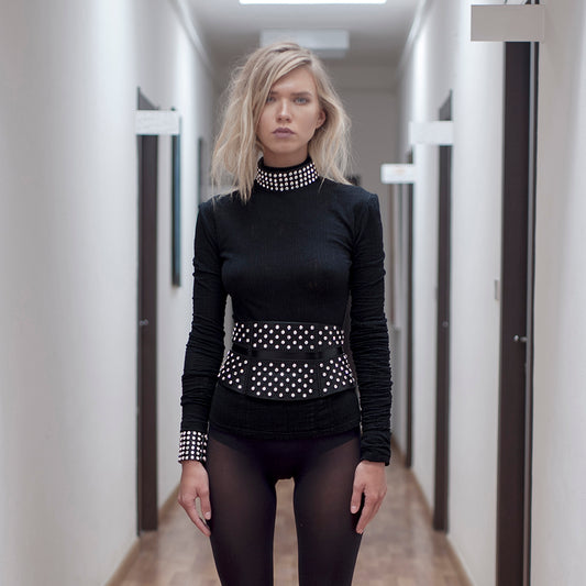 0770 Damienne crystal leather choker